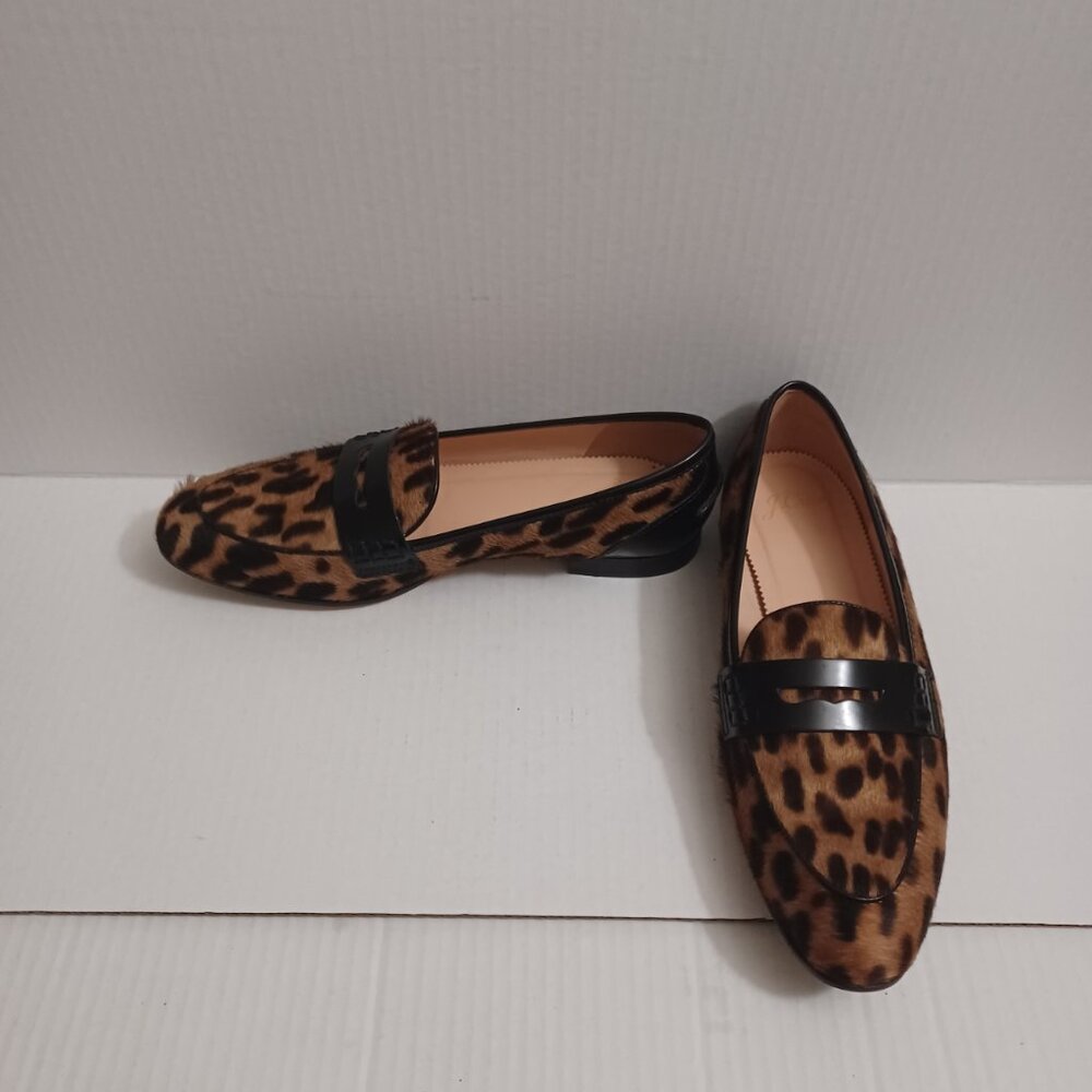J.CREW ACADEMY LOAFERS IN LEOPARD CALF HAIR SIZE 7.5 - Picture 7 of 16
